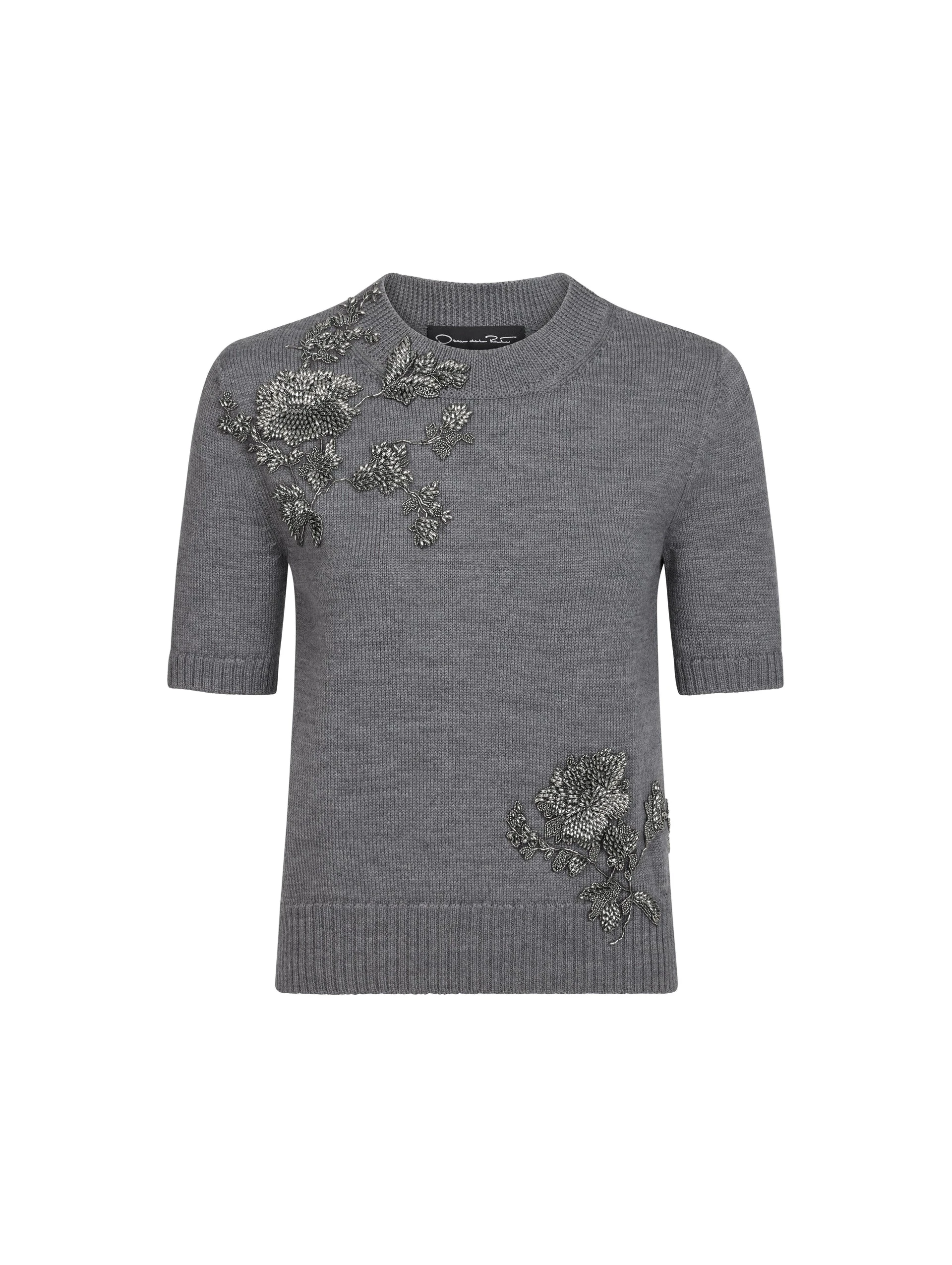 Oscar de la Renta Beaded Peony Embroidered Pullover Oscar de la Renta Beaded Peony Embroidered Pullover | Knitwear | Coveti
