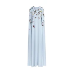 Oscar de la Renta Draped Sleeve Mixed Botanical On Lace Caftan | Kimono | Coveti