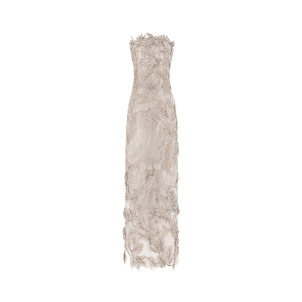 Oscar de la Renta Intarsia Leaves Cutout Embroidered Cocktail Dress | Dresses | Coveti