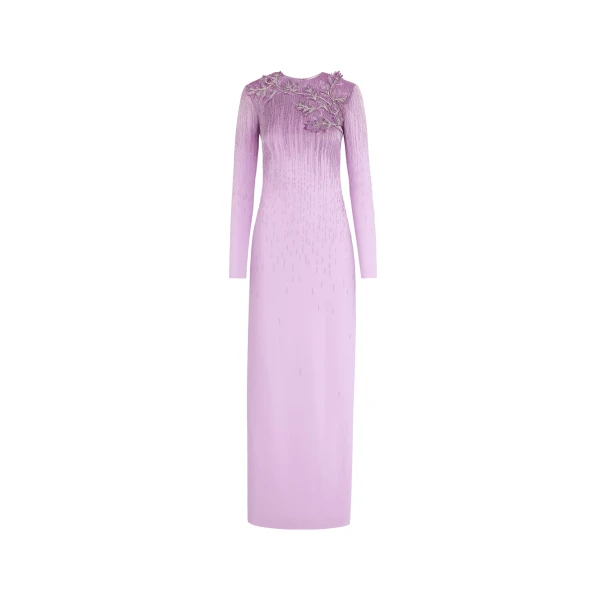 Intarsia Leaves Cutout Embroidered Gown