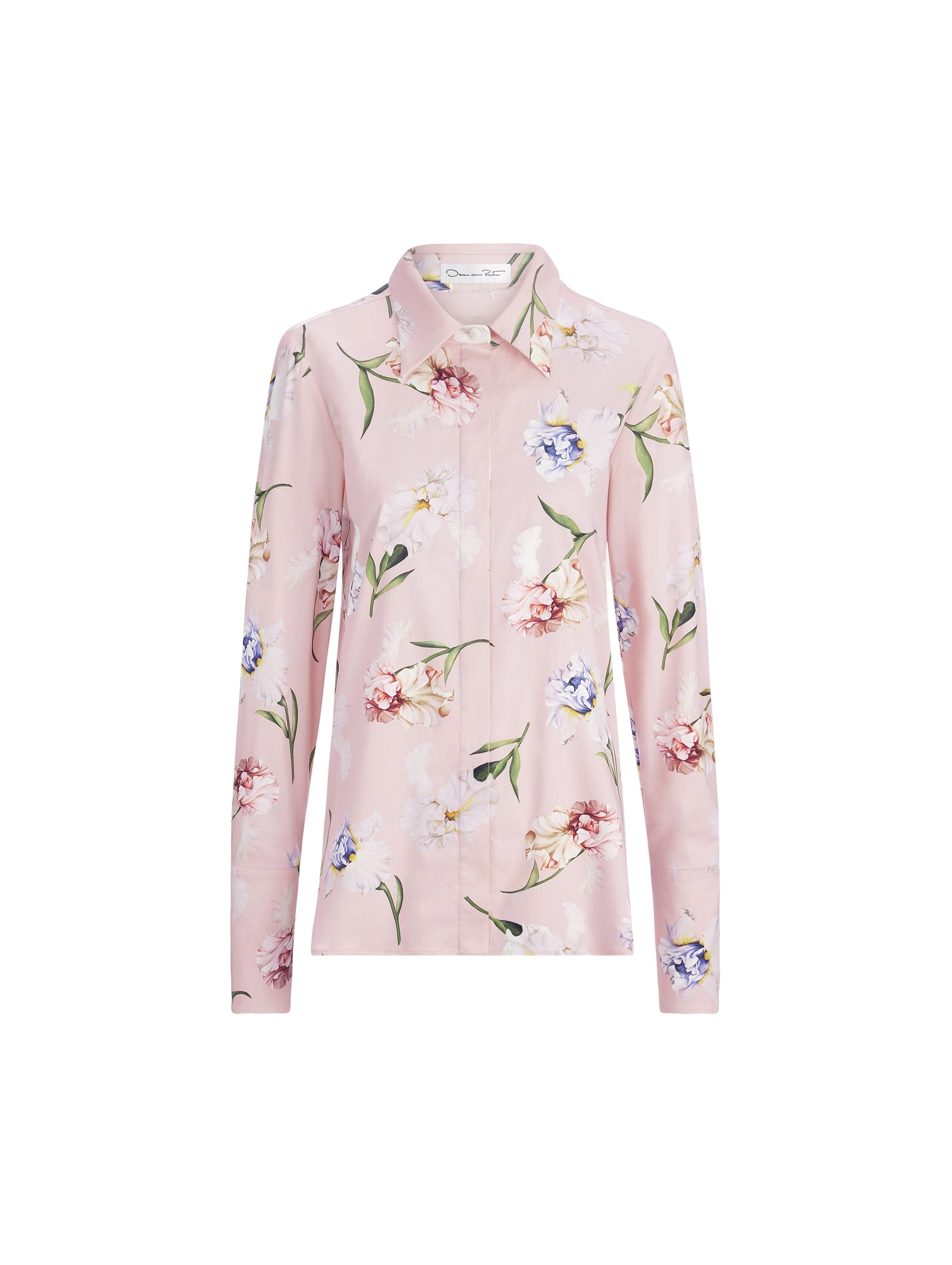 Oscar de la Renta Long Sleeve Painted Iris Poplin Blouse Oscar de la Renta Long Sleeve Painted Iris Poplin Blouse | Tops | Coveti
