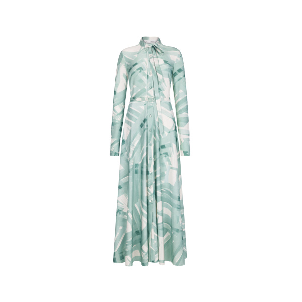 Oscar de la Renta Long Sleeve Stripey Plaid Jersey Day Dress | Dresses | Coveti