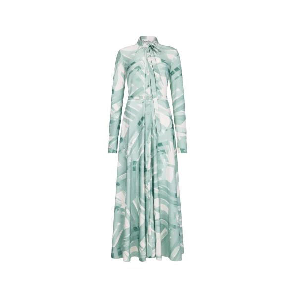 Oscar de la Renta Long Sleeve Stripey Plaid Jersey Day Dress | Dresses | Coveti