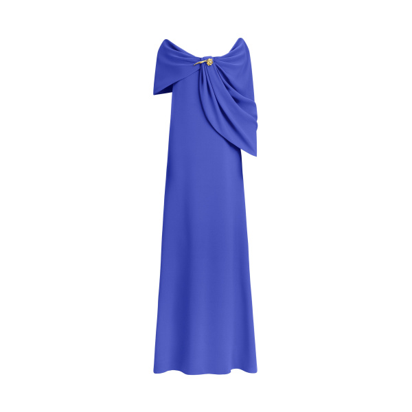 Oscar de la Renta Off Shoulder Draped Detail Georgette Caftan | Kimono | Coveti