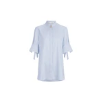 Oscar de la Renta Short Sleeve Cotton Poplin Sateen Blouse | Tops | Coveti