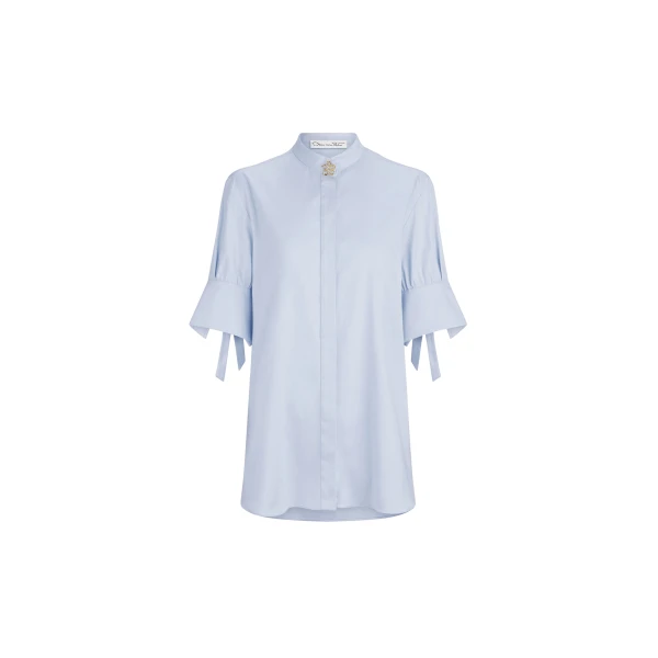 Short Sleeve Cotton Poplin Sateen Blouse