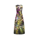 Oscar de la Renta Sleeveless Abstract Garden Faille Cocktail Dress | Dresses | Coveti