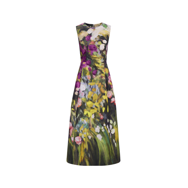 Oscar de la Renta Sleeveless Abstract Garden Faille Cocktail Dress | Dresses | Coveti