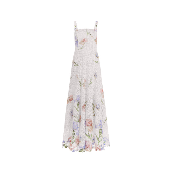 Oscar de la Renta Sleeveless Large Iris Degrade Printed Lace Day Dress | Dresses | Coveti