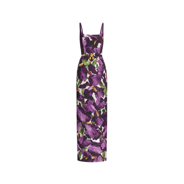 Oscar de la Renta Sleeveless Large Watercolor Iris Faille Gown | Dresses | Coveti