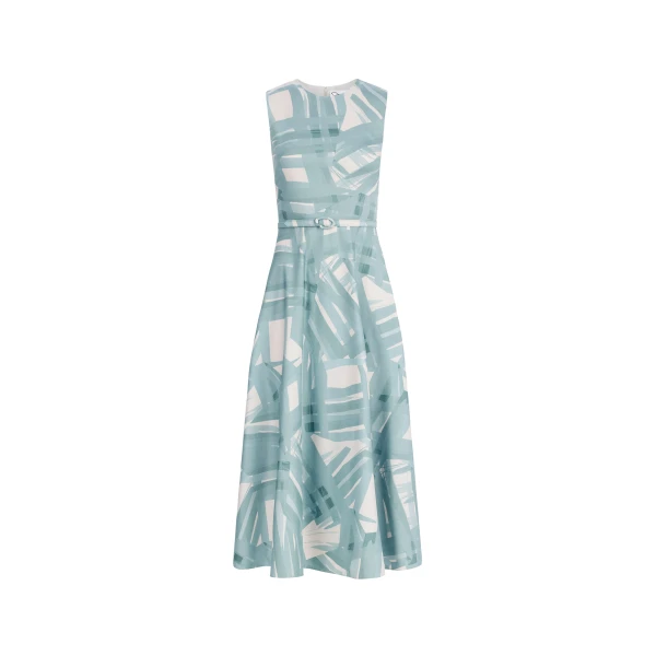 Sleeveless Stripey Plaid Poplin Day Dress