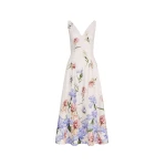 Oscar de la Renta Sleeveless V Neck Large Iris Degrade Poplin Dress | Dresses | Coveti