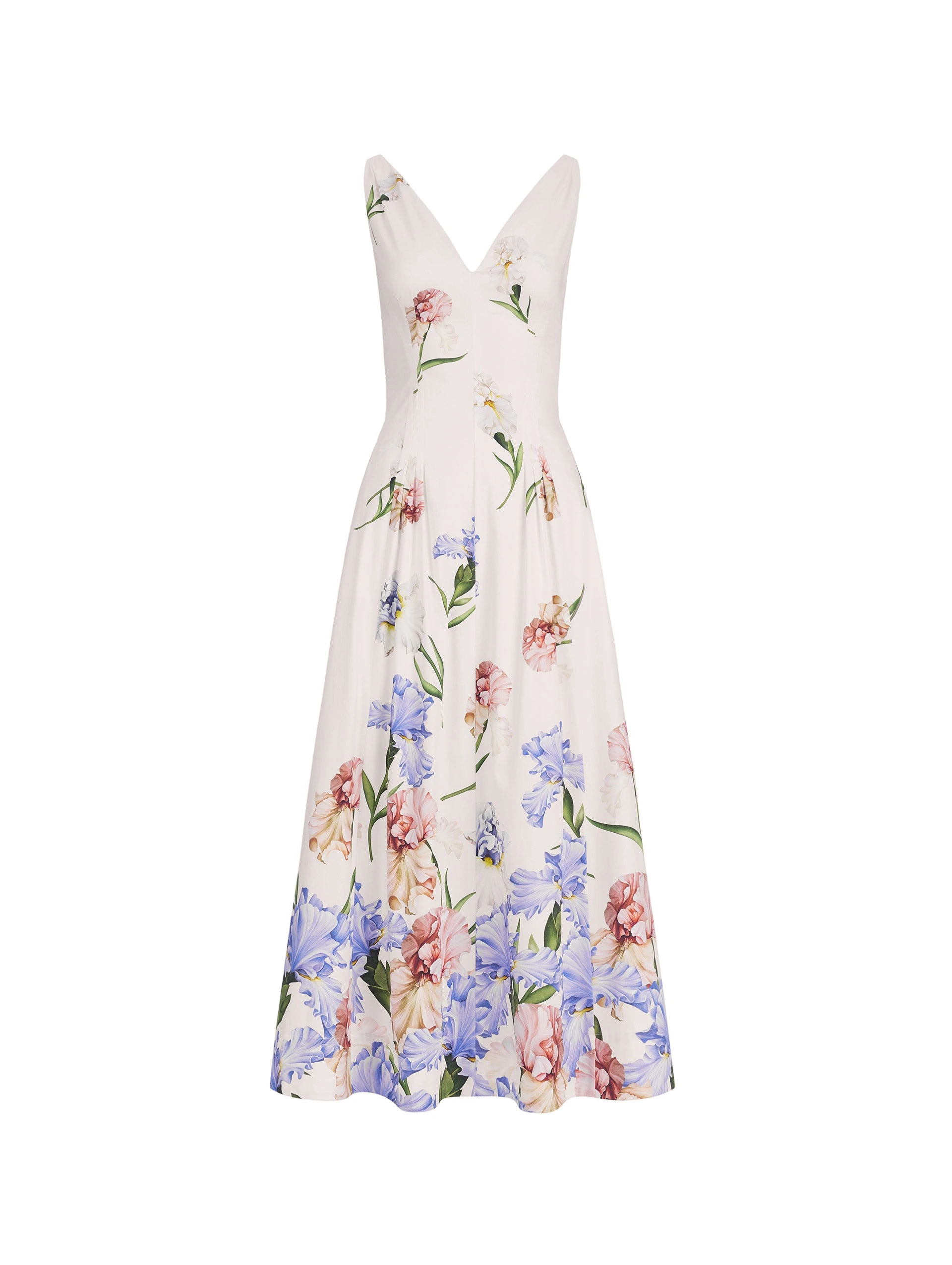 Oscar de la Renta Sleeveless V Neck Large Iris Degrade Poplin Dress Oscar de la Renta Sleeveless V Neck Large Iris Degrade Poplin Dress | Dresses | Coveti