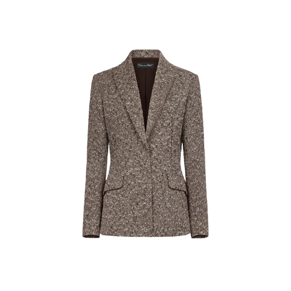 Slub Wool Tweed Collared Skirt Coat